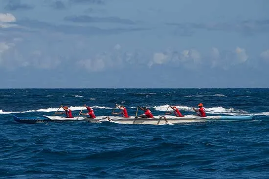 Canoes in sea